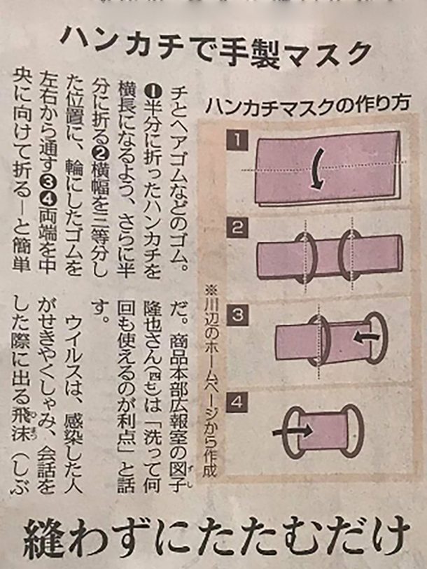 マスクの作り方　3月12日の東京新聞で紹介された方法