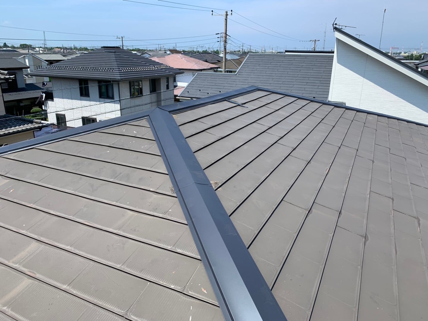 【千葉県市原市】台風で被災した金属屋根、棟板金の交換修理工事の事例１０