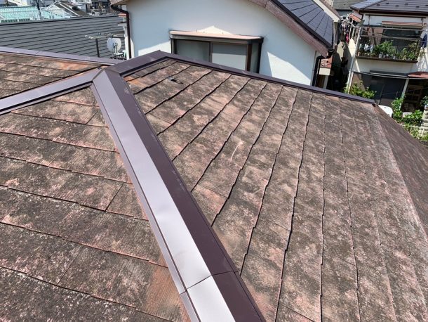 【東京都品川区】台風被災、スレート・コロニアル屋根、棟板金の交換修理工事の事例９