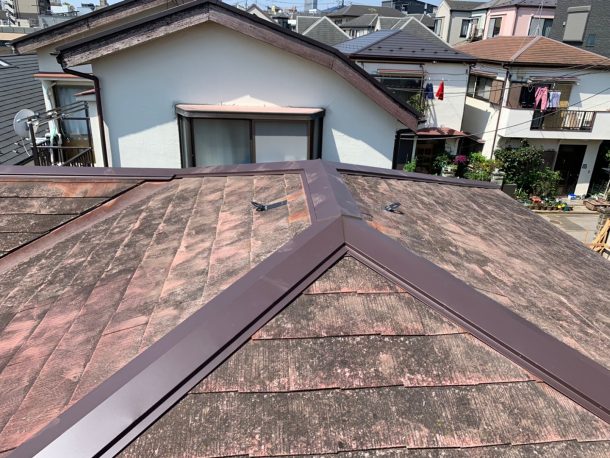 【東京都品川区】台風被災、スレート・コロニアル屋根、棟板金の交換修理工事の事例１１