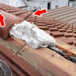 東京都杉並区で和型の釉薬瓦の屋根の棟の取り直し。熨斗積み棟瓦の耐震化の仕上げで工事完了しました。